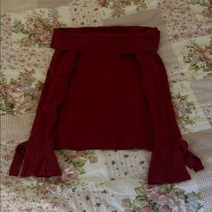 Macys Elegant Red Off-Shoulder Sweater
